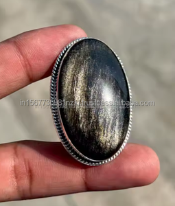 Anillo ajustable de obsidiana natural, anillo de Plata de Ley 925, regalos de piedras preciosas curativas para su declaración de cabina ovalada, anillo de obsidiana negra - Product Image 5