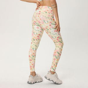 <b>Women's</b> Floral Print Elastic Waist Ankle-Length Gym Pants Custom Logo Fitness <b>Leggings</b> Yoga Pants Four-Way Stretch Breathable - Product Image 3