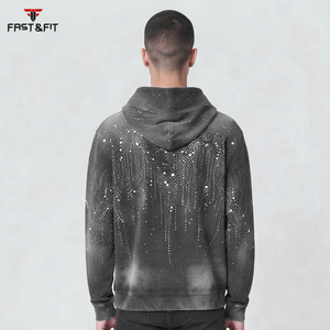 Nueva Llegada 2026 Sudadera con Capucha Térmica Personalizada con Pedrería para Hombre, Venta al por Mayor de Fábrica, Sudaderas con Capucha Térmicas Personalizadas con Pedrería para Hombre - Product Image 2