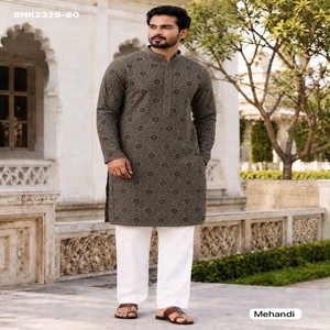 Kurta de hombre de rayón de alta calidad con trabajo de Chikankari Chiffli, de manga larga y completa, y conjunto de pijama de algodón. Colección de exportación india. - Product Image 1