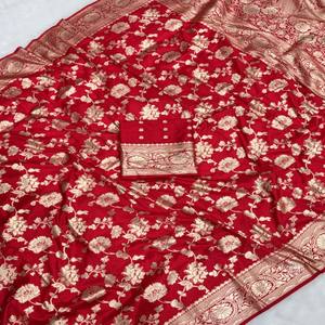 Sari VASTRA COTTAGE de Seda Dola Teñida a Mano de Primera Calidad con Tejido Tradicional Banarasi Zari, Sari para Uso Festivo - Product Image 2