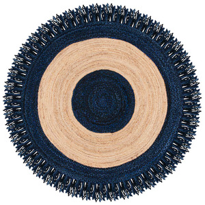 Alfombra Redonda de Yute 100% Orgánico, Tejida a Mano, Antideslizante, Ecológica, de Color Sólido, Pelo Corto y Grosor Medio - Product Image 1