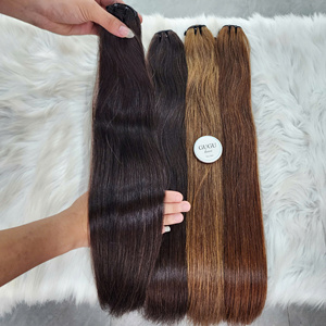 Extensions de cheveux vierges 100% humains, cheveux vietnamiens, lot de dentelle HD, super double, lisses comme des baguettes, couleur brune, 20-30 pouces - Product Image 3