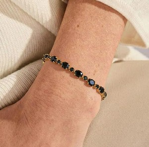 Oval Cut Black Onyx Stone <b>Charm</b> Bracelet in 925 Sterling Silver Gold Plated Luxury Handmade Elegant Jewelry Gift Women - Product Image 1