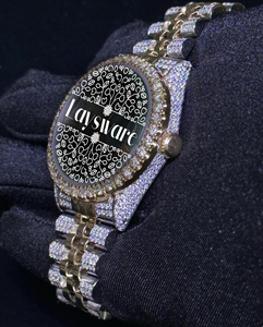 Reloj Unisex de Dos Tonos con Moissanita VVS, Diamantes, Números Romanos Azules Personalizados, Correa de Acero Inoxidable Mecánica, Cristal Elegante - Product Image 6