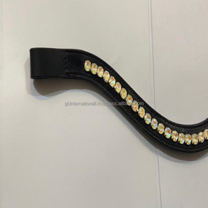 Correa de cuero para cejas de caballo, diseño personalizado, onda profunda, canal vacío, diseño incrustado, 1 fila, cristales redondos, mega ostentoso - Product Image 3