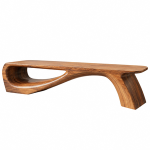 Banco de Madera Suar Orgánica para Sala de Estar, Banco Continuo de Madera Suar, Diseño de Madera Maciza Tallada, Serie Premium para Interiores Residenciales - Product Image 2
