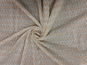 Tissu en nylon de haute qualité, beige et blanc, style crochet géométrique - Matière en maille texturée 3D pour shrugs et superpositions de créateurs - Product Image 5