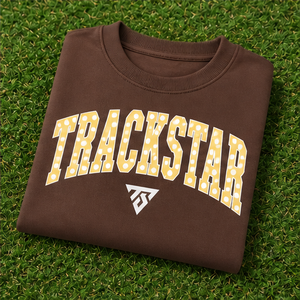 Women's Chocolate Brown Polka Letter Varsity <b>Crewneck</b> Sweatshirt Long Sleeve Custom Logo - Product Image 6