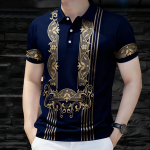 เสื้อเชิ้ตผู้ชายลำลองพิมพ์ลายดิจิทัลสไตล์ชาติพันธุ์หรูหราจากปากีสถาน ผ้าแคนวาส แขนสั้น สีพื้น เป็นมิตรกับสิ่งแวดล้อม ระบายอากาศได้ดี รับสกรีนโลโก้ - Product Image 1