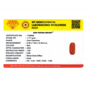 Natural Red Coral Loose Gemstone 5.56 Carat Certified Wholesale Raw - Product Image 4