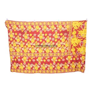 Patchwork Kantha Quilt, Handmade Kantha <b>Bedspread</b> Indian Reversible Hand Stitched Heavy Throw Old Sari Blanket Patch Work Heavy - Product Image 5