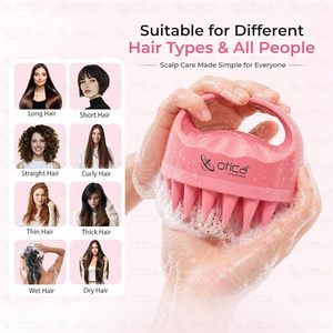 High Quality Otica Manual Waterproof Silicone Cushion Hair Scalp Massager Soft Cleaning <b>Brush</b> Head Model SH-004 for Dry Use - Product Image 5