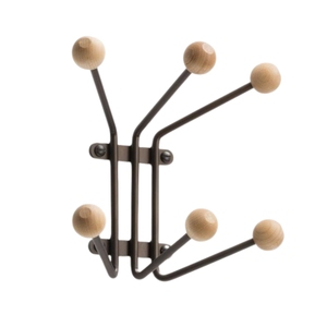 Porte-manteau mural en métal noir mat robuste avec 5 crochets doubles pour vêtements, serviettes, chapeaux et manteaux - Product Image 3