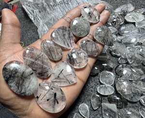 Trimurti Gems <b>Cheap</b> Price Natural Black Rutilated Quartz Cabochon Calibrated Mix Shape Black Rutile Semi-Precious Gemstone - Product Image 2