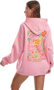 Sudadera con Capucha Moderna con Estampado Gráfico Rosa, Sudadera de Manga Larga, Sudadera Informal para la Playa - Product Image 5