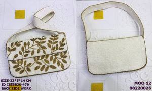 Sac bandoulière en toile blanche avec finition marron, style décontracté, sac fourre-tout promotionnel - Product Image 4