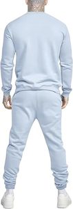 Ensemble de survêtement décontracté pour homme, bleu clair uni, avec capuche, pantalon de jogging, respirant, séchage rapide, coton, vêtements d'hiver, longueur intégrale - Product Image 3
