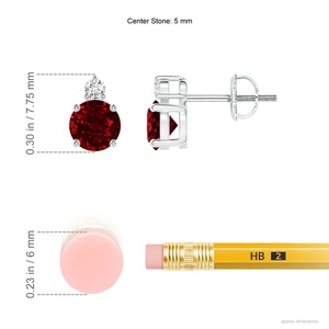 Ruby Round Cut Stud <b>Earrings</b> 14kt Rose Gold <b>Fine</b> Jewelry Real Diamond Screw Back July Birthstone Luxury Gift <b>Earrings</b> - Product Image 2