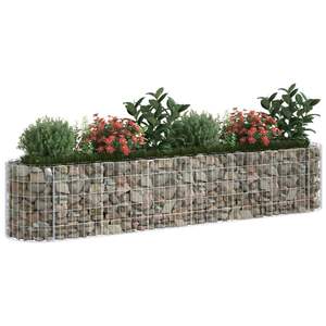 Jardinières et bacs à fleurs rectangulaires durables en gabion de fer galvanisé sur pied - Product Image 3