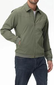 Blouson bomber vert olive pour homme, coupe-vent, fermeture éclair, style sportif décontracté, vêtement d'automne, coupe régulière, couleur unie, à capuche - Product Image 4