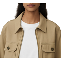 Blousons Bomber pour Femmes à Col Rabattu, Fabrication OEM au Vietnam, Prix Bas, Lavables, Écologiques, Haute Qualité, 100% Coton