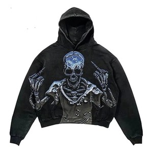 Sweat à capuche d'hiver ample avec appliqué imprimé et graphique personnalisé, en molleton 100% coton, haute qualité, impression de logo OEM, vente en gros, style streetwear - Product Image 3