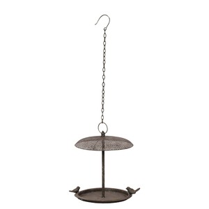 Mangeoire à oiseaux décorative suspendue en métal avec revêtement antirouille, design résistant aux intempéries pour balcon et jardin - Product Image 6