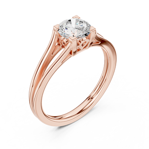 Elegante Anillo de Moissanita con Corte Redondo para Ella - Banda de Promesa de Doble Aro en Plata de Ley Chapada en Oro Rosa de 14K - Product Image 4