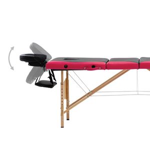 Table de massage pliable en bois noir et rose à 4 zones, qualité supérieure, pour les thérapeutes - Product Image 6