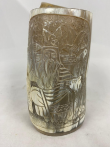 Taza para beber con cuerno religioso Vikingo, Original cuerno de búfalo, diseño Animal tallado, acabado pulido, bebida vikinga auténtica - Product Image 4