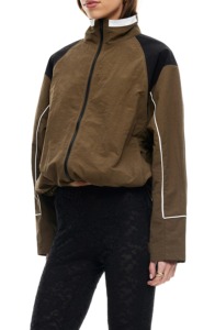 Blouson à capuche marron avec fermeture éclair, coupe-vent en polyester tissé, idéal pour l'automne - Product Image 5