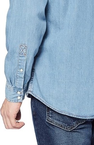เสื้อเชิ้ตผู้ชายสีฟ้าอ่อนผ้าฝ้ายติดกระดุมแขนยาวสีทึบทรงปกติพร้อมกระเป๋าเสื้อลำลองทุกฤดูกาล - Product Image 6