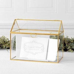 Boîte de rangement en verre avec couvercle et cadre doré pour organiser les bijoux - Product Image 6