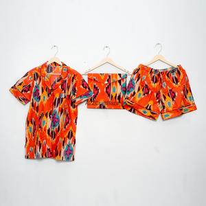 Elegante y Romántico Conjunto de Pijama Corto para Mujer, 100% Algodón Puro, Transpirable, de Secado Rápido, Estampado Floral, Cuello en V, Cierre con Cordón - Product Image 4