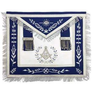 Tablier de chanoine maçonnique de haute qualité, bleu, avec décoration en dentelle, en cuir brodé, vente en gros, de qualité supérieure - Product Image 3