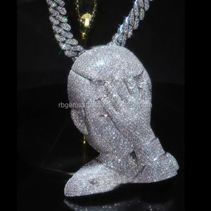 Pendentif Moissanite pour hommes personnalisé en usine bijoux glacés VVS Moissanite diamants chaîne cubaine pendentif Hip Hop nom personnalisé 3D - Product Image 3