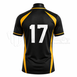 Fabricante de Camisetas de Fútbol Personalizadas, Negras y Doradas, Transpirables, 100% Poliéster, Antibacterianas, de Secado Rápido, Sublimadas - Product Image 2