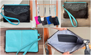 Bolso de mano de cuero de gran capacidad para mujer, billeteras de cuero genuino de alta calidad con pelo en relieve - Product Image 4