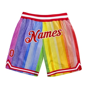 Wholesale Direct OMMIZ INDUSTRY Best Selling Custom White Black-Light Blue Authentic Throwback Split Fashion Basketball Shorts - Product Image 6