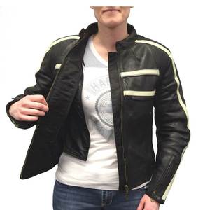 Unisex Striped Biker Racing <b>Motorcycle</b> <b>Jacket</b> Long Sleeved Leather Classic Heavy Duty <b>Summer</b> Moisture-wicking - Product Image 2