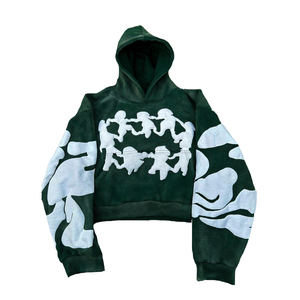 Sweat-shirts à capuche épais et lourds pour hommes, style streetwear, personnalisables avec impression en relief, qualité OEM économique - Product Image 4