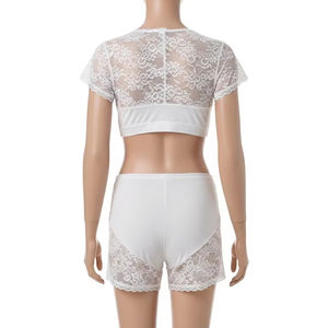 Ropa de dormir de Spandex de encaje transpirable para mujer, ropa de dormir de tela elástica suave, conjunto de lencería cómoda para mujer, ropa de dormitorio de verano - Product Image 3