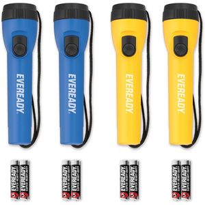 Blue/Yellow 4-Pack Bright Emergency Flashlights for Camping AA Batteries Included <b>Flash</b> <b>Light</b> Gear - Product Image 1