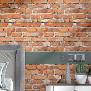 Papel Tapiz Autoadhesivo de Ladrillo Rojo de 17.7 x 78.7 Pulgadas, Papel de Contacto Autoadhesivo para Gabinetes, Fondo de Pared 3D con Diseño de Ladrillo, Decoración de Pared - Product Image 3