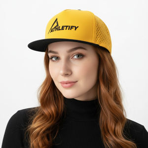 Gorra de Béisbol de Marca Privada con Paneles Laterales Cortados con Láser, Fabricación Personalizada, Transpirable, Ajustada, Unisex, de 5 Paneles, en Tela Twill - Product Image 1
