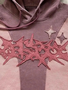Sweat à capuche unisexe vintage en coton délavé à l'acide, avec patch brodé personnalisé, 500 GSM, haute qualité, style vieilli, vente en gros - Product Image 3