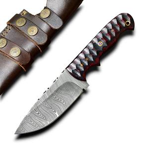 Cuchillo de Caza EDC de Hoja Fija de Acero de Damasco de Alto Rendimiento, Soporte OEM/ODM, Cuchillo para Camping y Pesca con Funda de Cuero DIY - Product Image 1