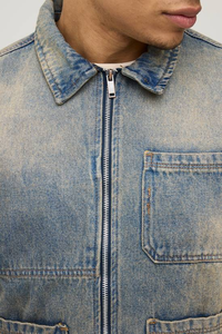 Chaqueta de Mezclilla Casual de Alta Calidad para Hombre, con Cuello Alto, Botones Frontales, Logotipo, Manga Larga, Lisa, de Secado Rápido y Transpirable - Product Image 6