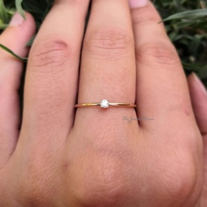 925 Sterling <b>Silver</b> Dainty Moissanite <b>Ring</b> <b>Silver</b> <b>Stacking</b> Wedding Band Single Round Moissanite <b>Ring</b> Dainty Moissanite Wedding - Product Image 1